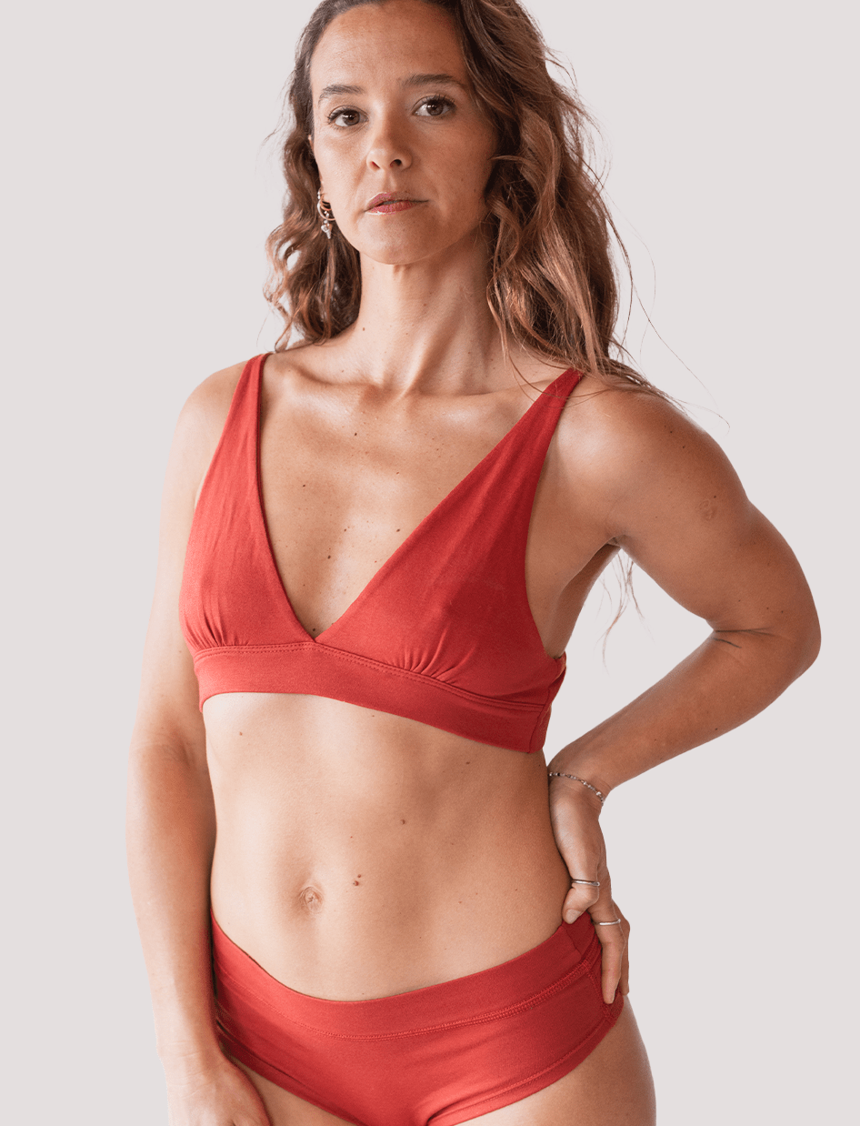Peto Algodón - Escote en V Ladrillo - Ria Underwear