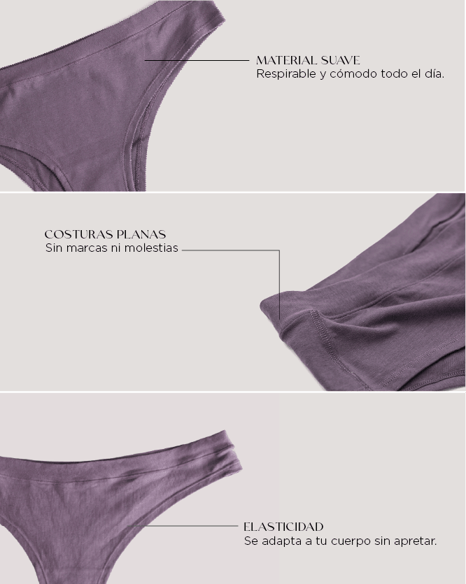 Calzón Algodón Orgánico - Tanga Malva - Ria Underwear