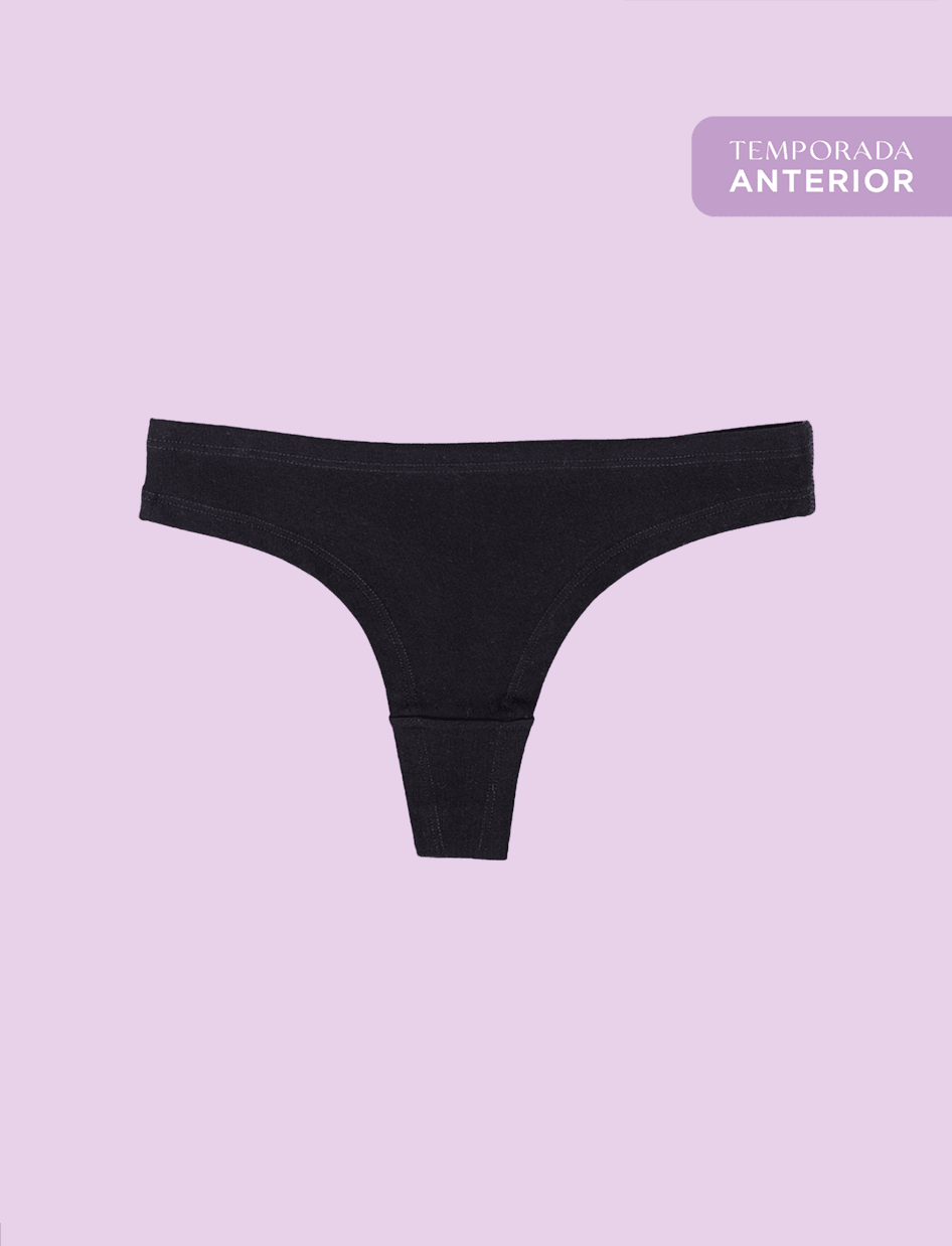 Calzón Algodón - Tanga Negro - Ria Underwear