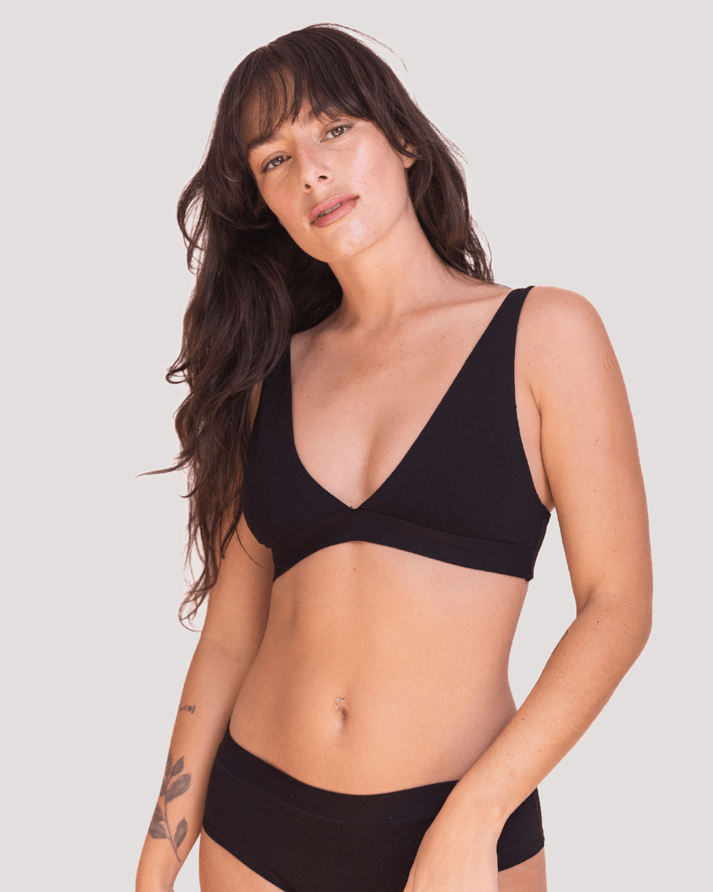 Peto Algodón Orgánico - Escote en V Negro - Ria Underwear