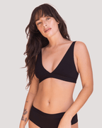 Peto Algodón Orgánico - Escote en V Negro - Ria Underwear