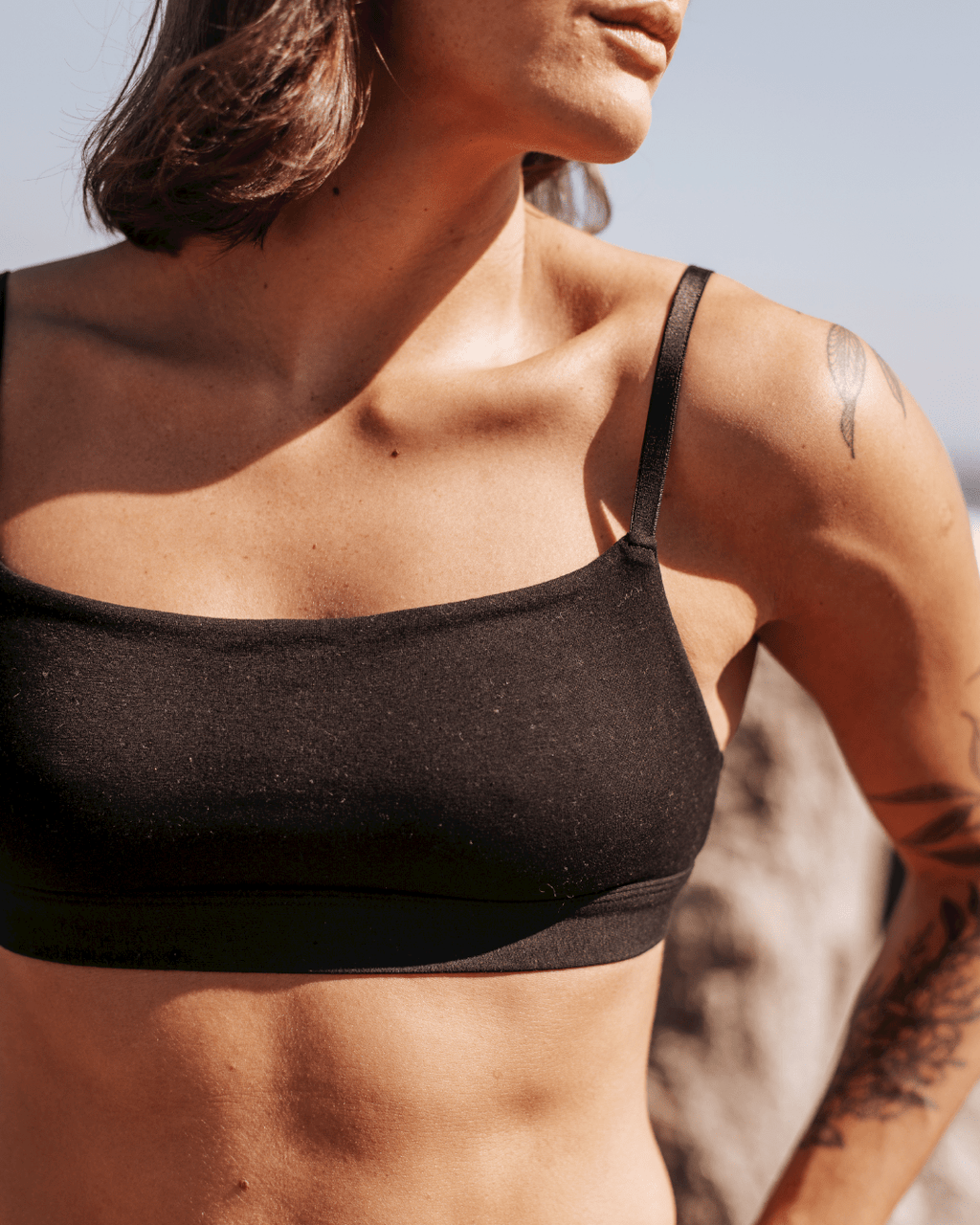 Peto Algodón Orgánico - Escote Recto Negro - Ria Underwear