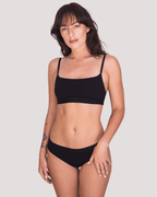 Peto Algodón Orgánico - Escote Recto Negro - Ria Underwear
