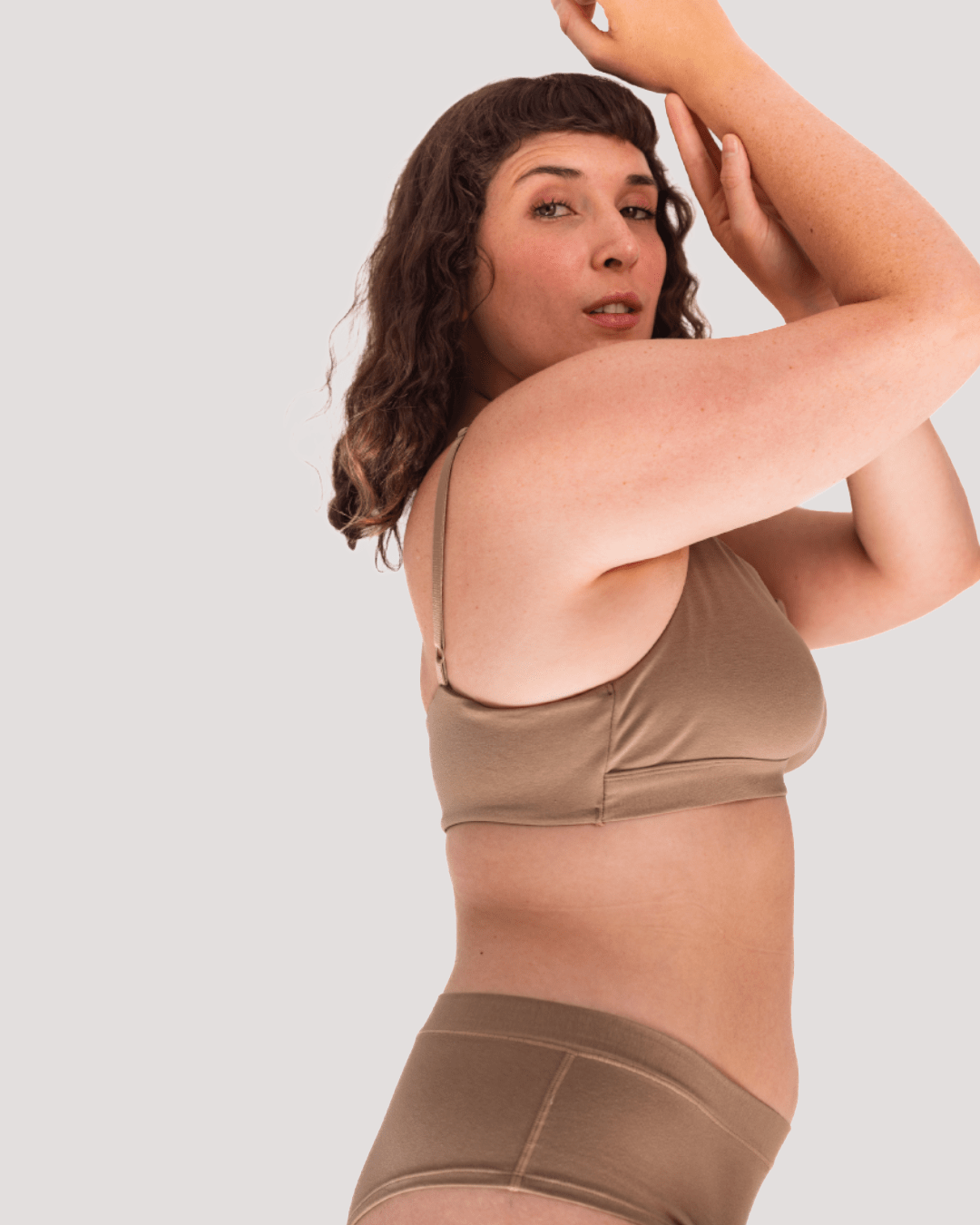 Peto Algodón Orgánico - Escote Recto Taupe - Ria Underwear