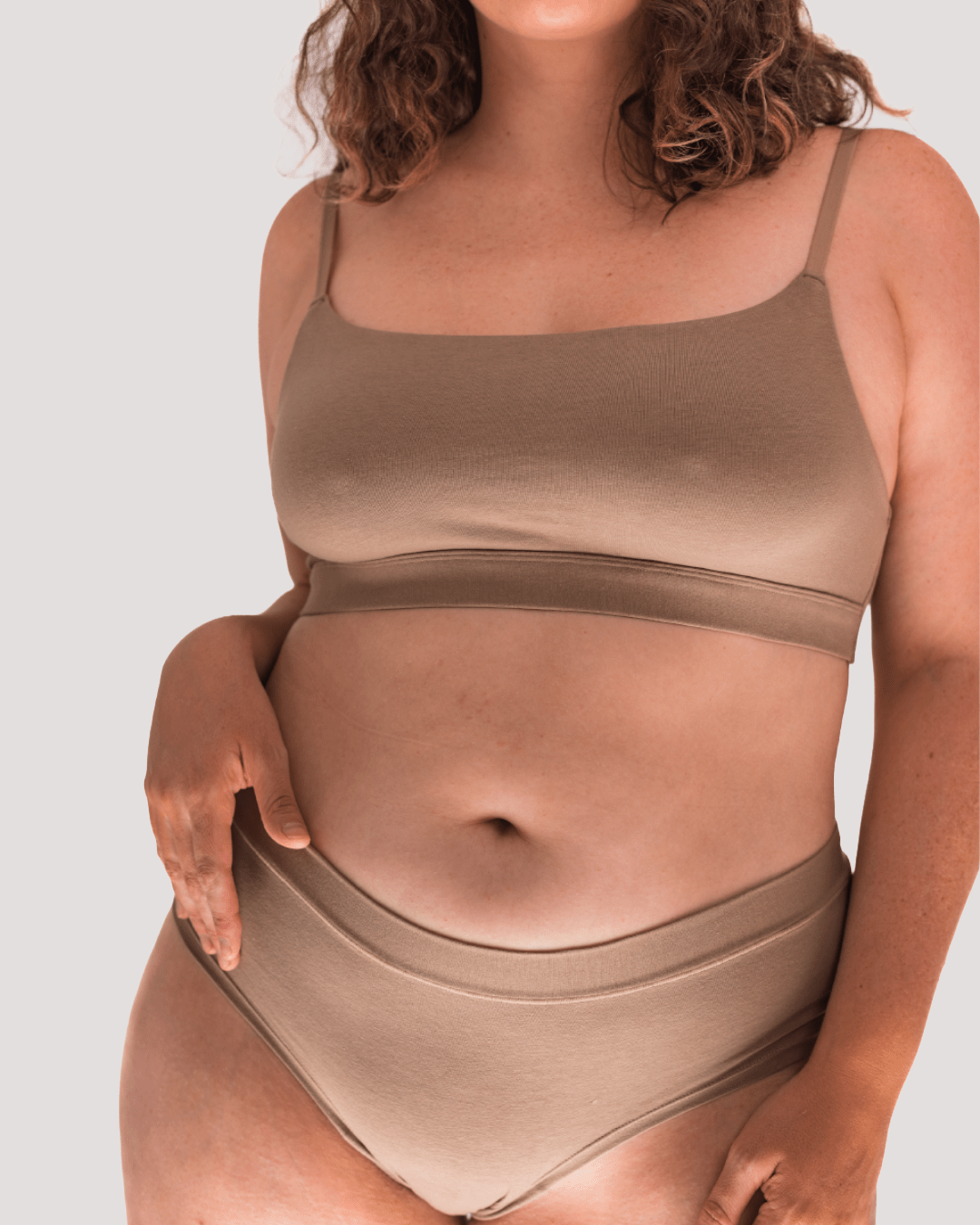 Peto Algodón Orgánico - Escote Recto Taupe - Ria Underwear