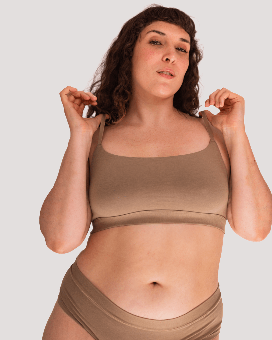 Peto Algodón Orgánico - Escote Recto Taupe - Ria Underwear